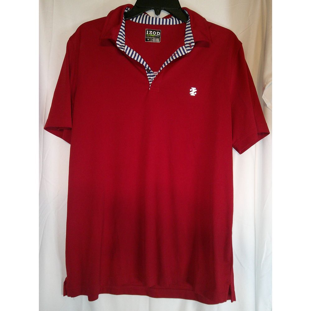 IZOD Red Polo Shirt with Striped Collar Detail Casual Golf Athletic XXL
